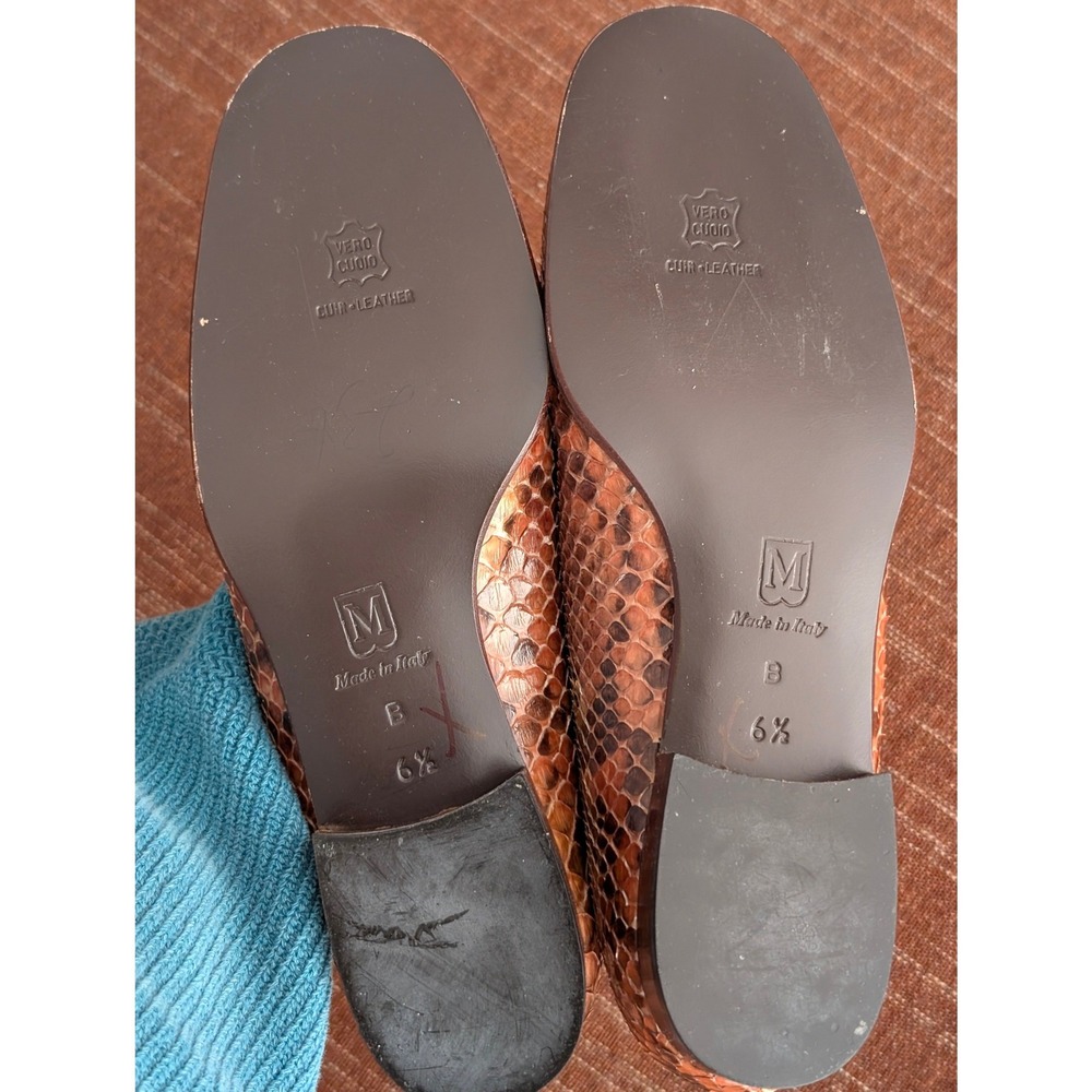 Bruno Magli Couture Snakeskin‎ Loafers Womens 6.5 B Italy Python Leather Flats - Picture 7 of 7